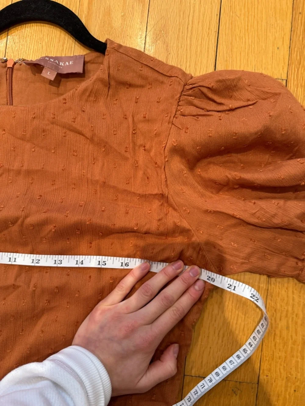 Jessakae burnt orange textured puff sleeve mini dress - Picture 5 of 8
